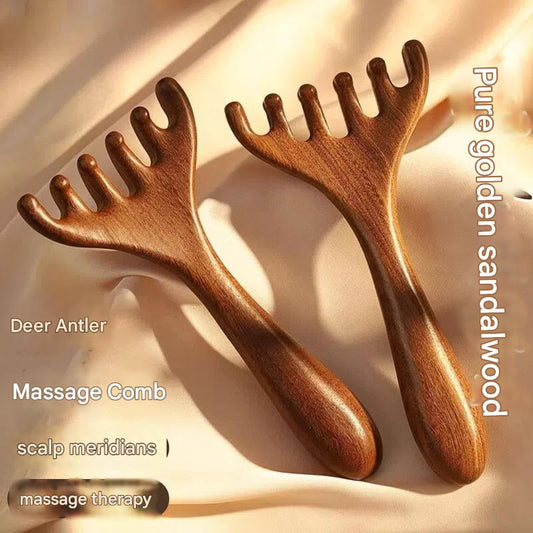 Deer horn sandalwood head massage comb