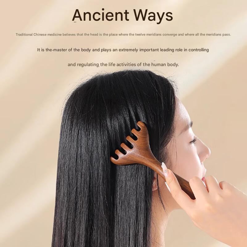 Deer horn sandalwood head massage comb