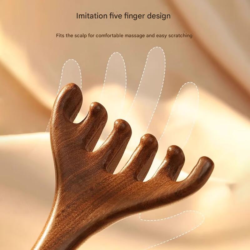 Deer horn sandalwood head massage comb